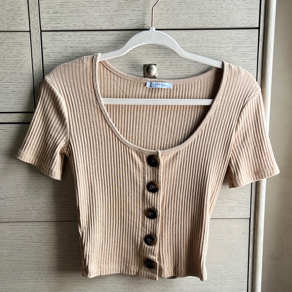 Zara Trafaluc beige crop top
